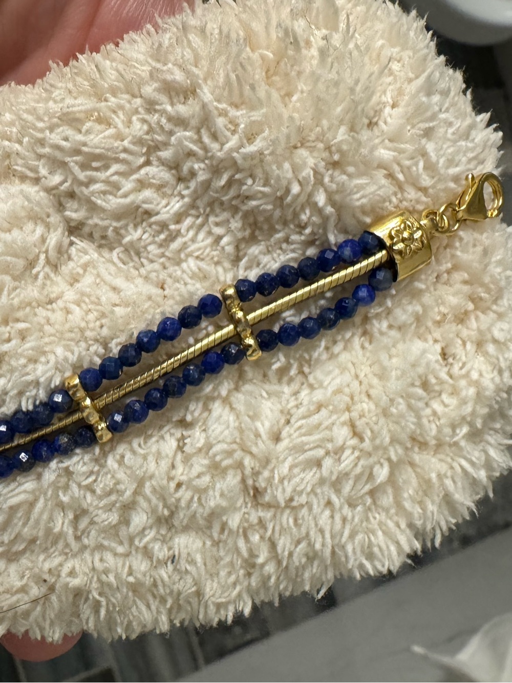 Ross Simon Lapis Bead and Snake-Chain Bracelet in Gold Over Sterling - Picture 6 of 7
